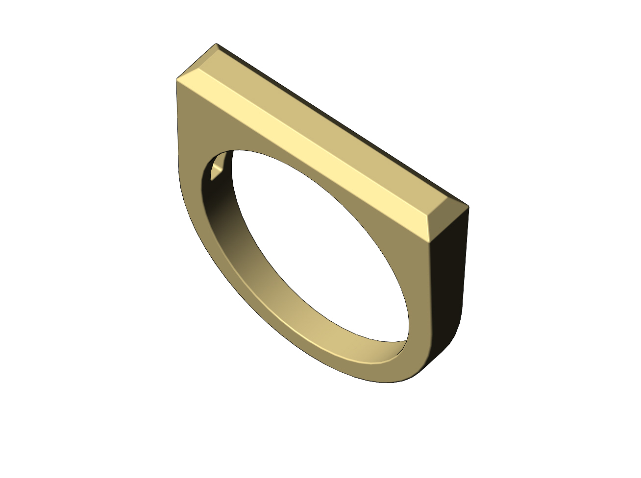 chamfered flat top rectangular signet ring 3d print model