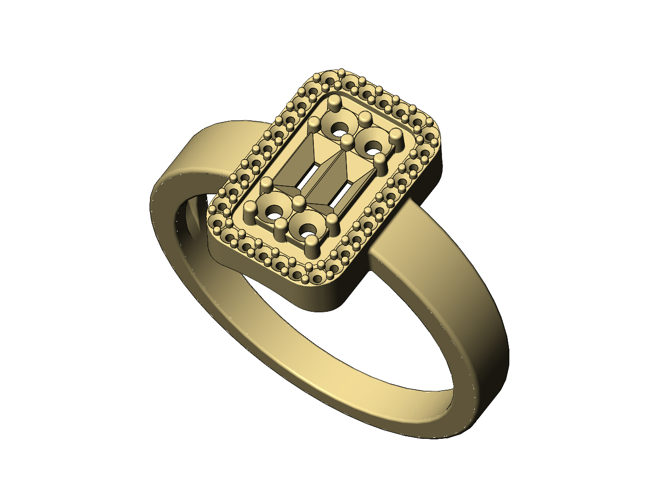 STL file Rectangular tag diamond and baguette cluster ring 3D print ...