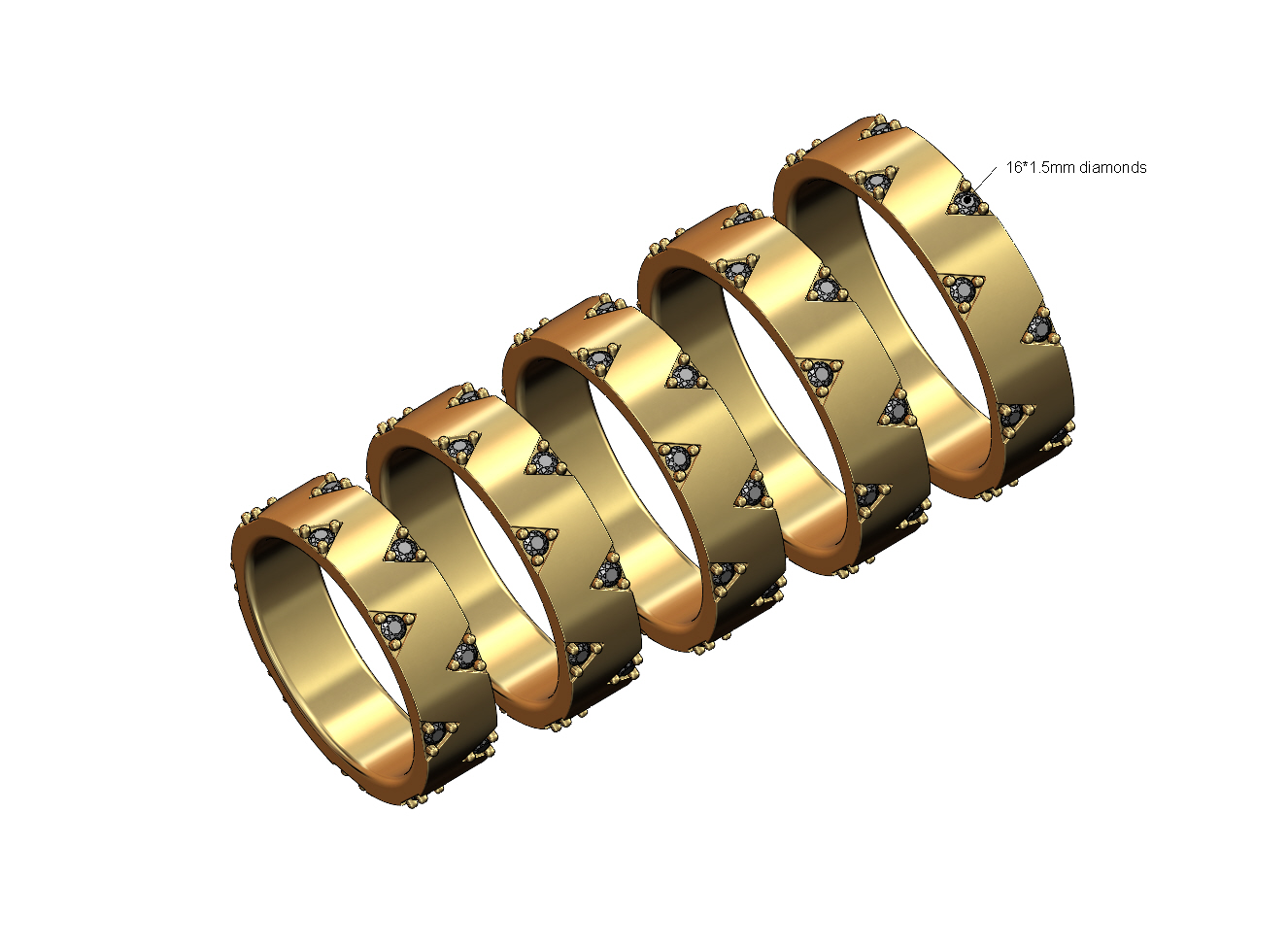 STL file Overlapping diamond traingles pattern band US sizes 5to9 3D ...