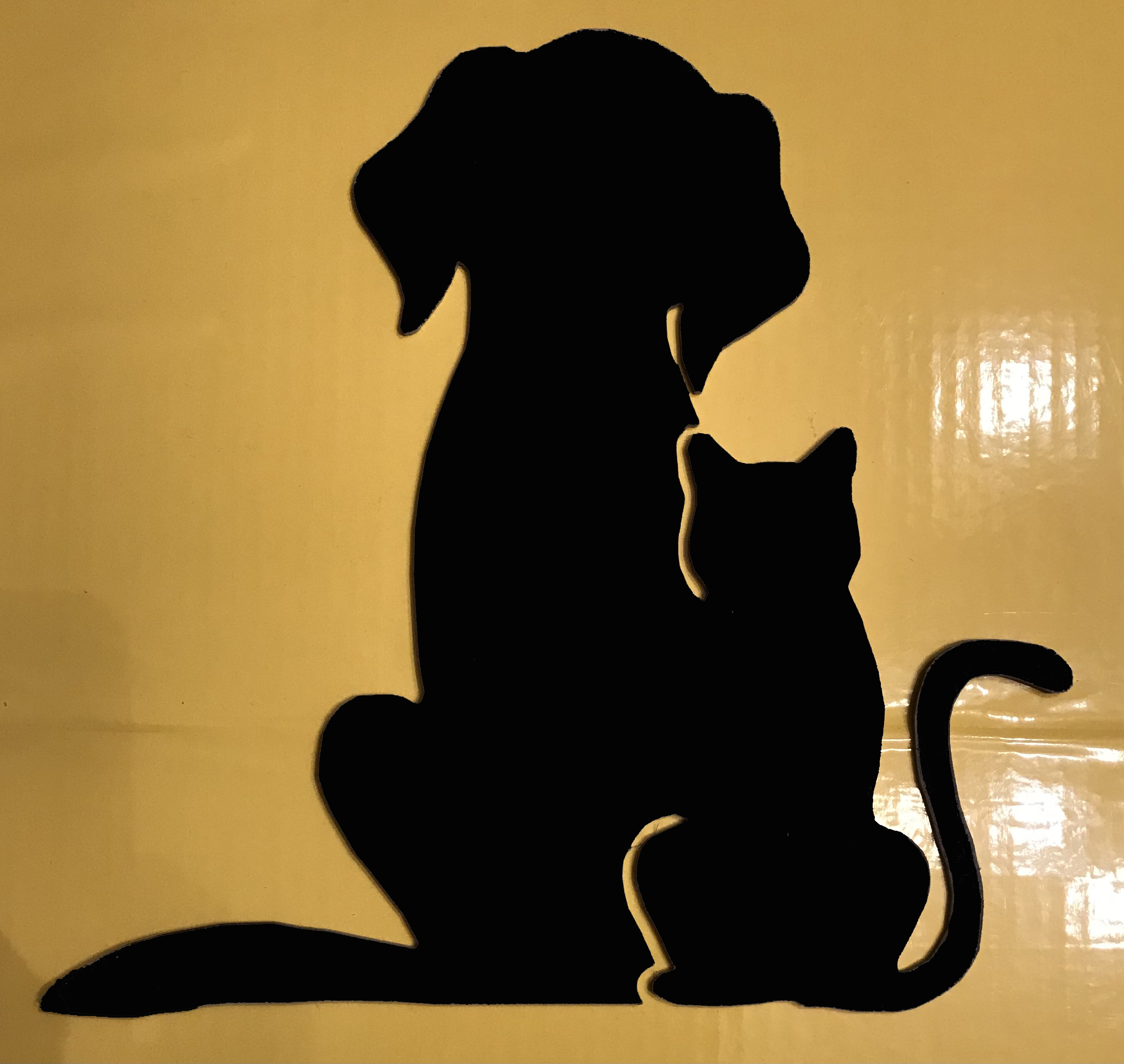Art Mural Métal 3D Montagne Forêt Avec Chien Et Chat – Décoration Rustique 50 Cm Intérieur & Extérieur
