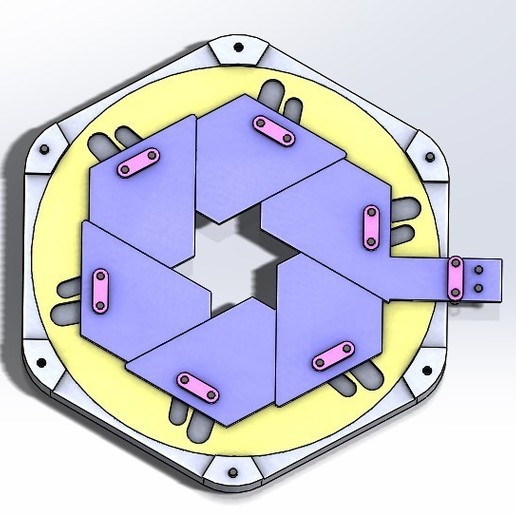 Download STL file Sliding Iris mechanical-hexagon with center hole • 3D ...