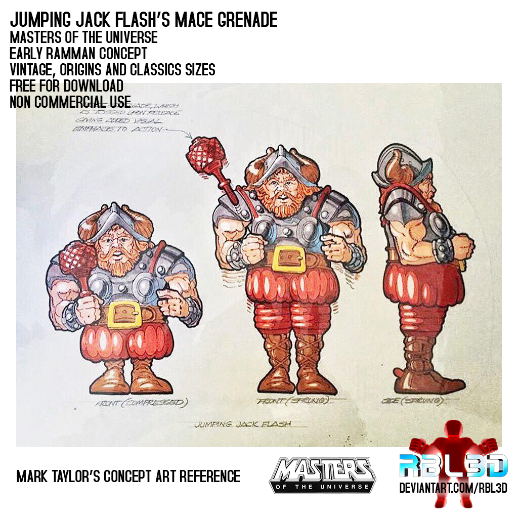 Free OBJ file Ramman/Jumping Jack Flash Grenade Mace weapon (MOTU HE