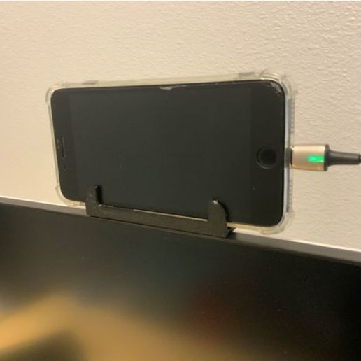 Download STL file iPhone Holder on Monitor to use as cam or Mirror