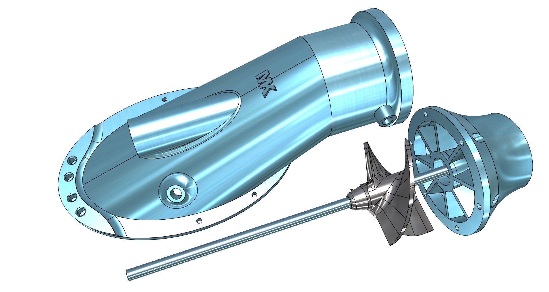 STL file WATER JET PUMP PROPULSION UNIT 80MM 🚰・3D printing idea to