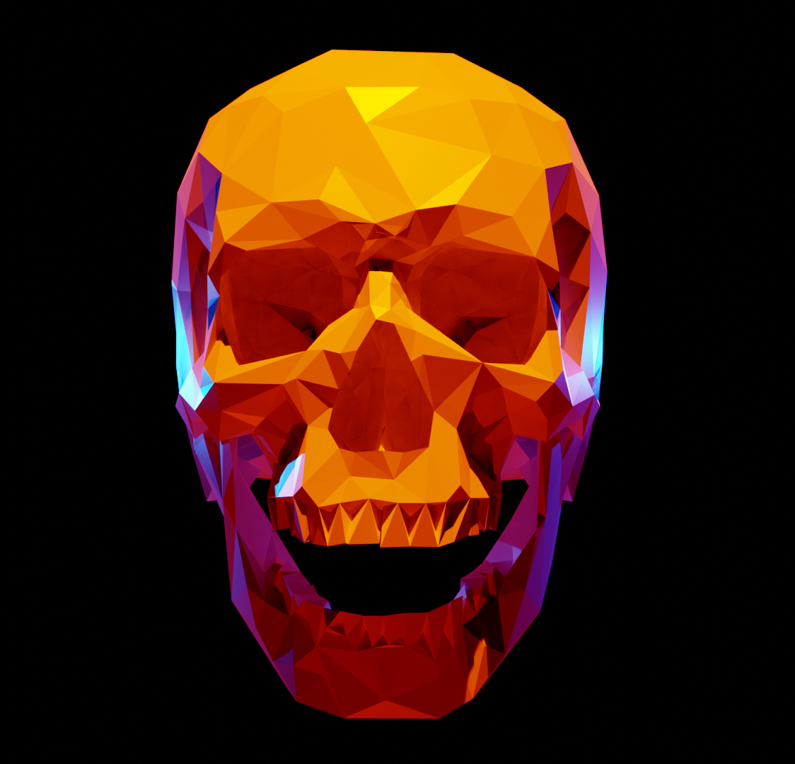 Download OBJ file Lowpoly Human Skull design stl and OBJ