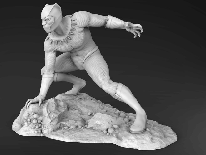 Figurine Black Panther Impression 3D – Résine 18cm – Non Peinte – Brute