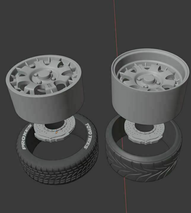 Fichier STL Jeu De Roues Old School Rally 2 Offsets Et 2 Pneus Objet fichier-stl-jeu-de-roues-old-school-rally-2-offsets-et-2-pneus-objet