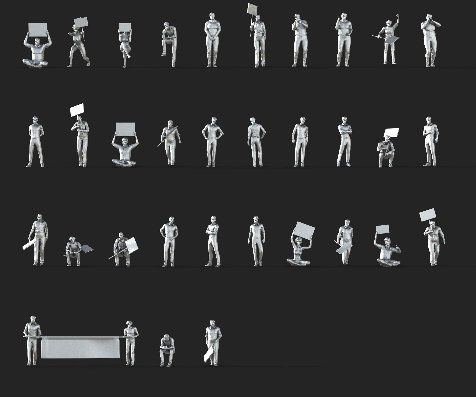 Archivo 3D 113 Lowpoly People Crowd Pack Set-11・Diseño imprimible en 3D ...