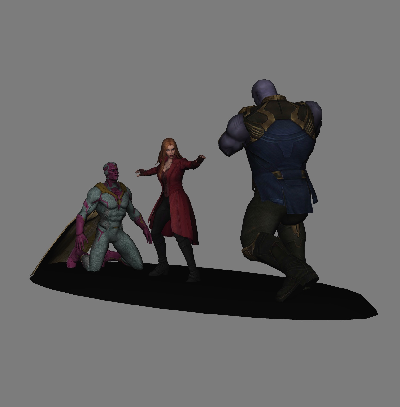 Archivo STL Scarlet Witch Vs Thanos Avengers Infinity War low poly 3d