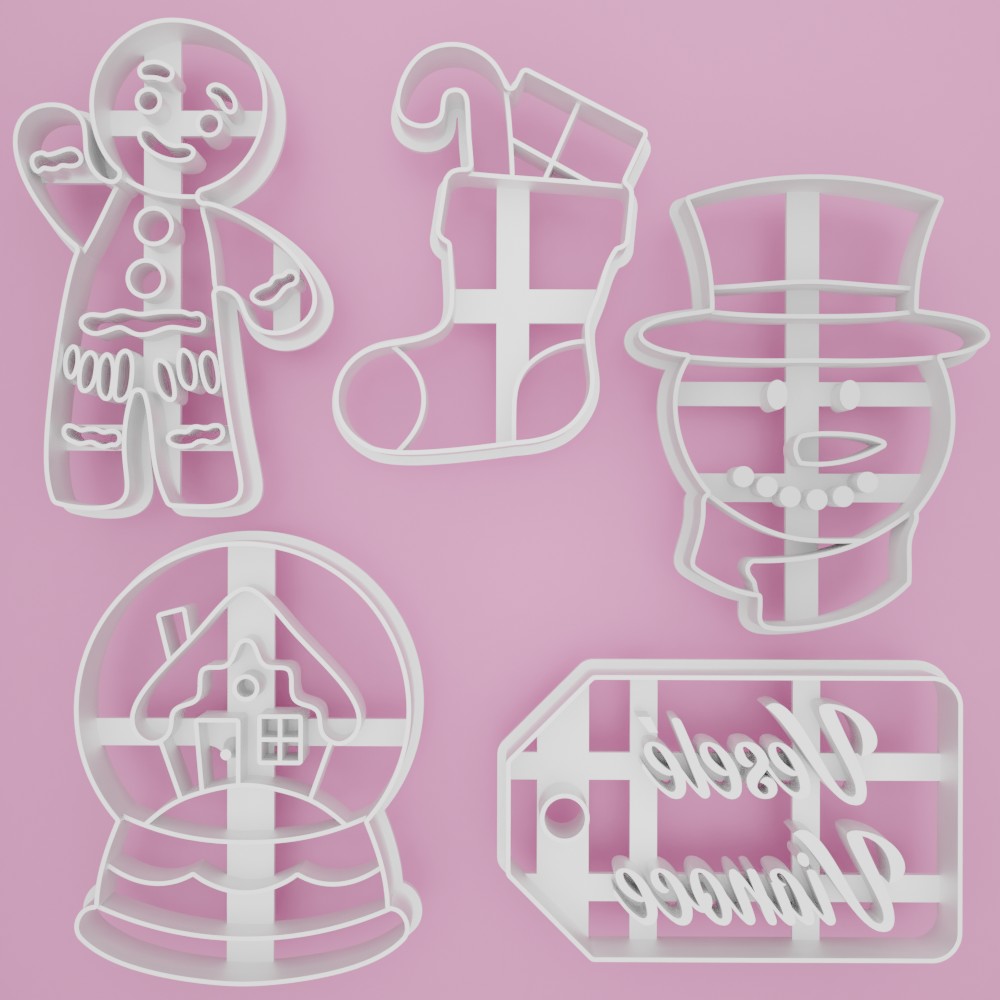 STL file Christmas 10 Cookie cutter set (5pcs)・3D print design to ...