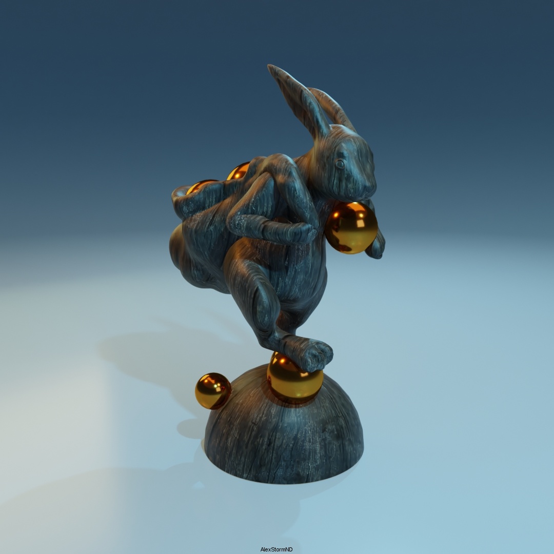 STL file A rabbit with a bag of happiness under his feet 🐇・3D printable ...