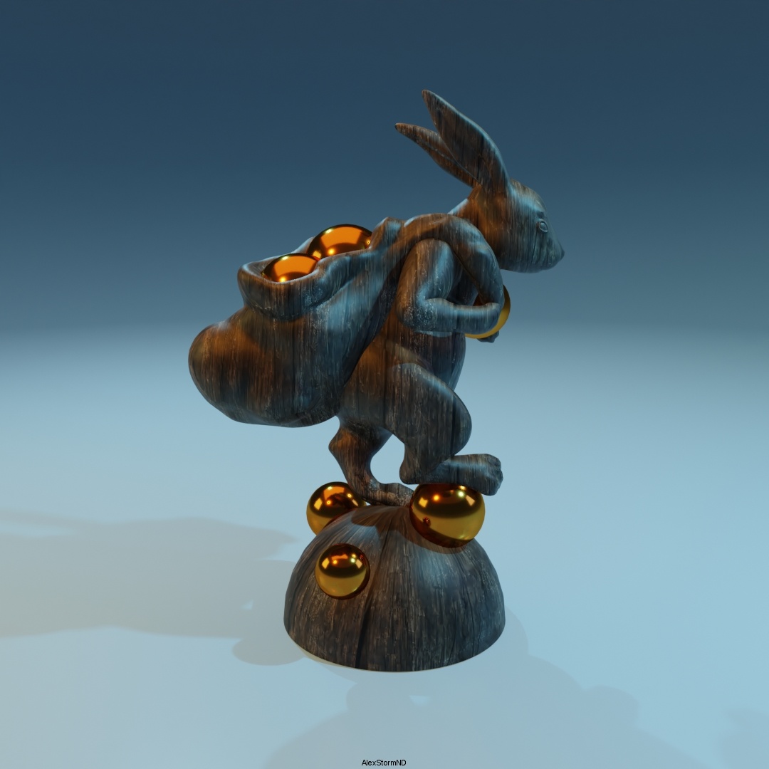STL file A rabbit with a bag of happiness under his feet 🐇・3D printable ...