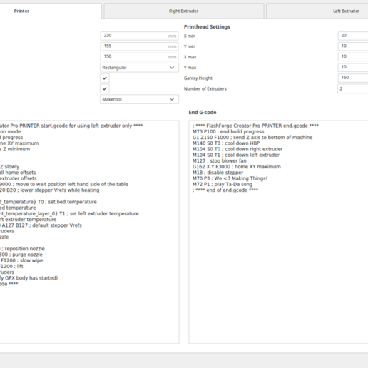 Download free STL file Cura Profile for FlashForge Creator Pro • 3D ...