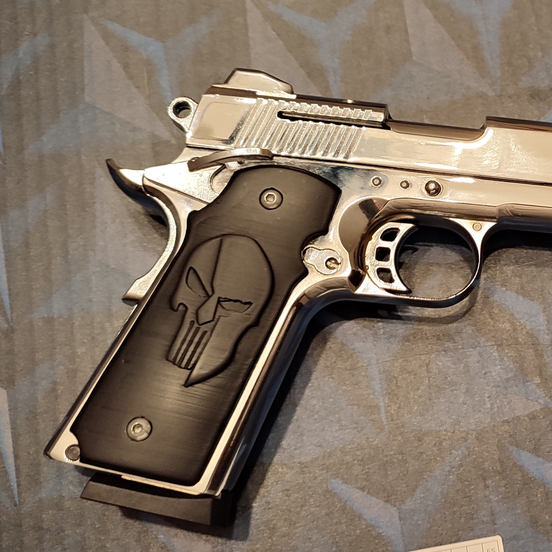 thumbnail image 2 of Full Size 1911 Punisher Grips + 3D Printed Magwell Bottom – Fits Colt, Kimber, Springfield Clones 2 of 4