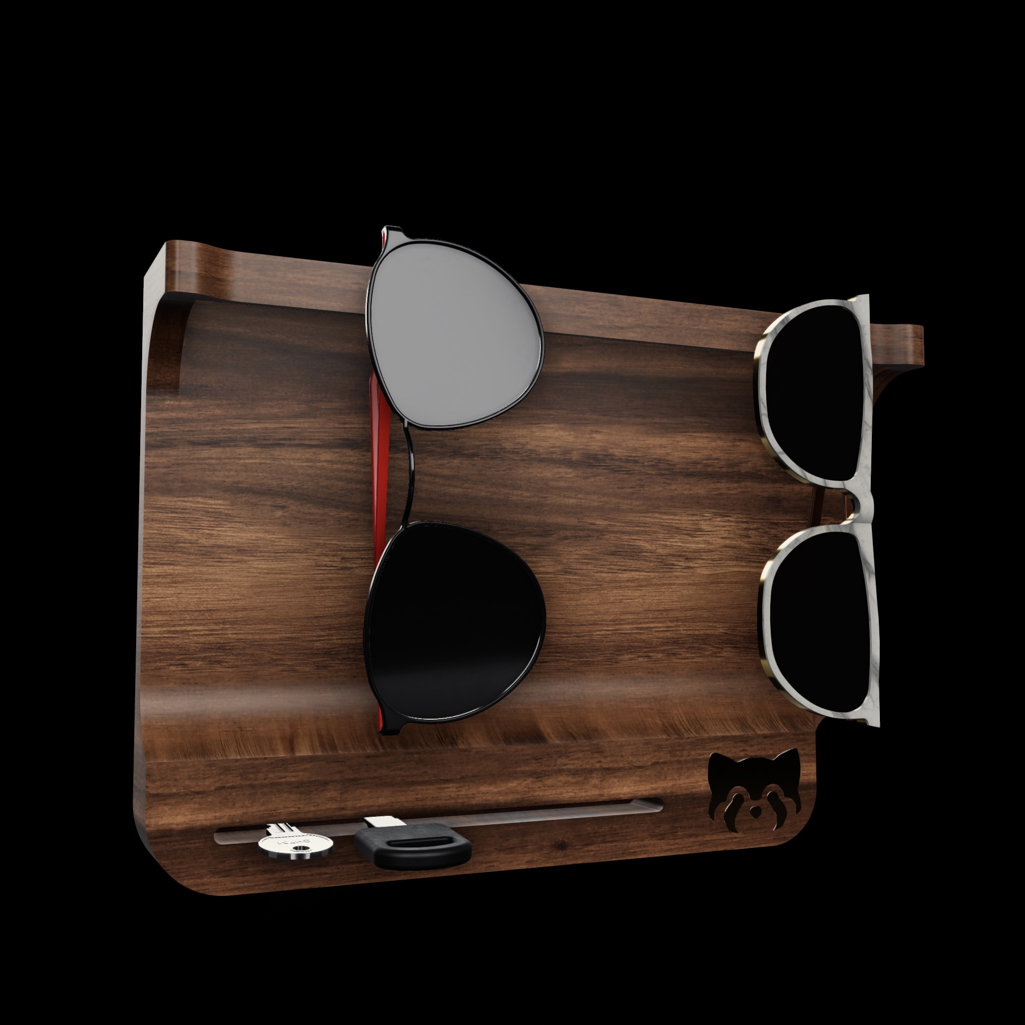 3D file Wooden Sunglasses and Keys Wall Holder・3D printing idea to ...