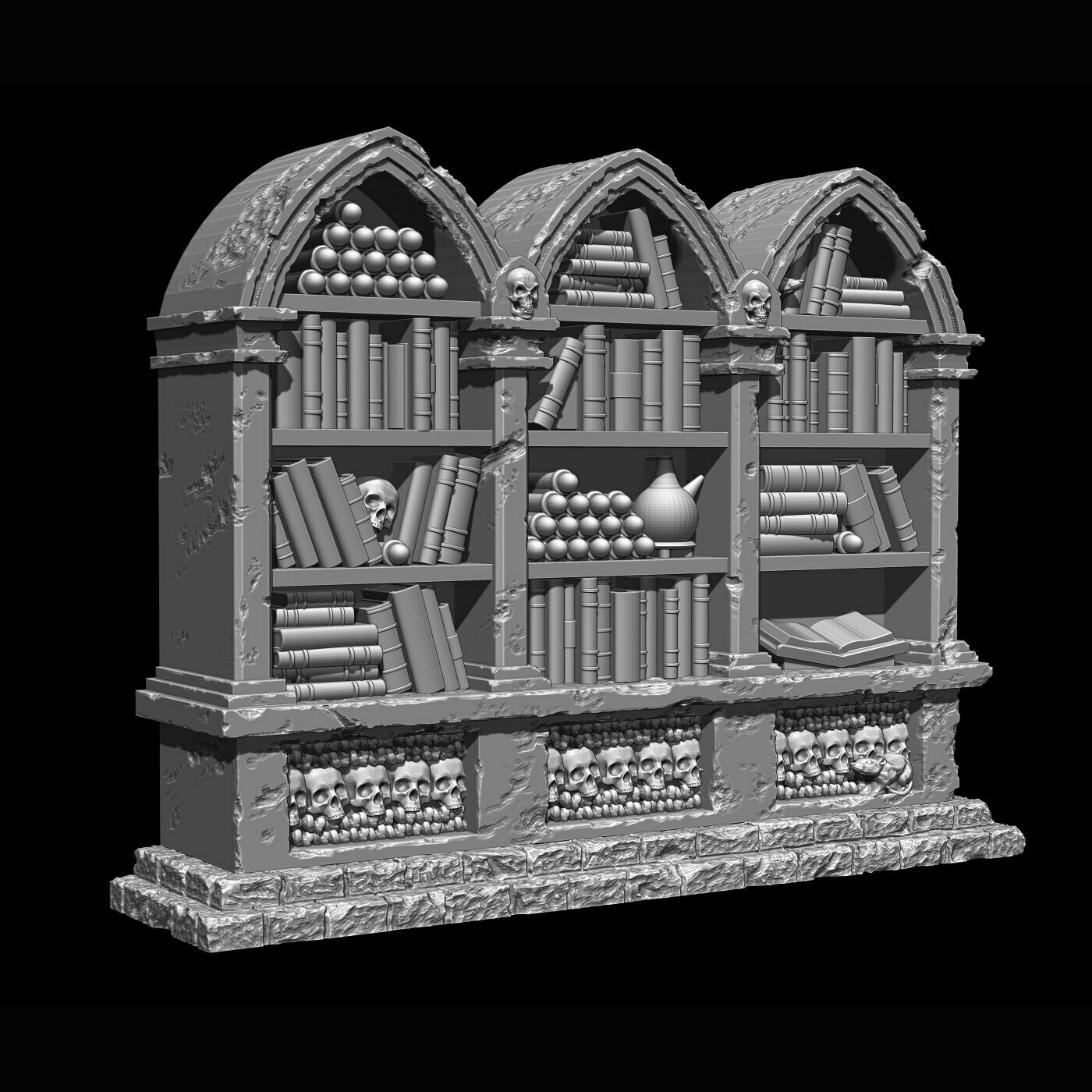 3D file Necromancer Bookcase Filled dungeon terrain 🧙・3D printer model to download・Cults