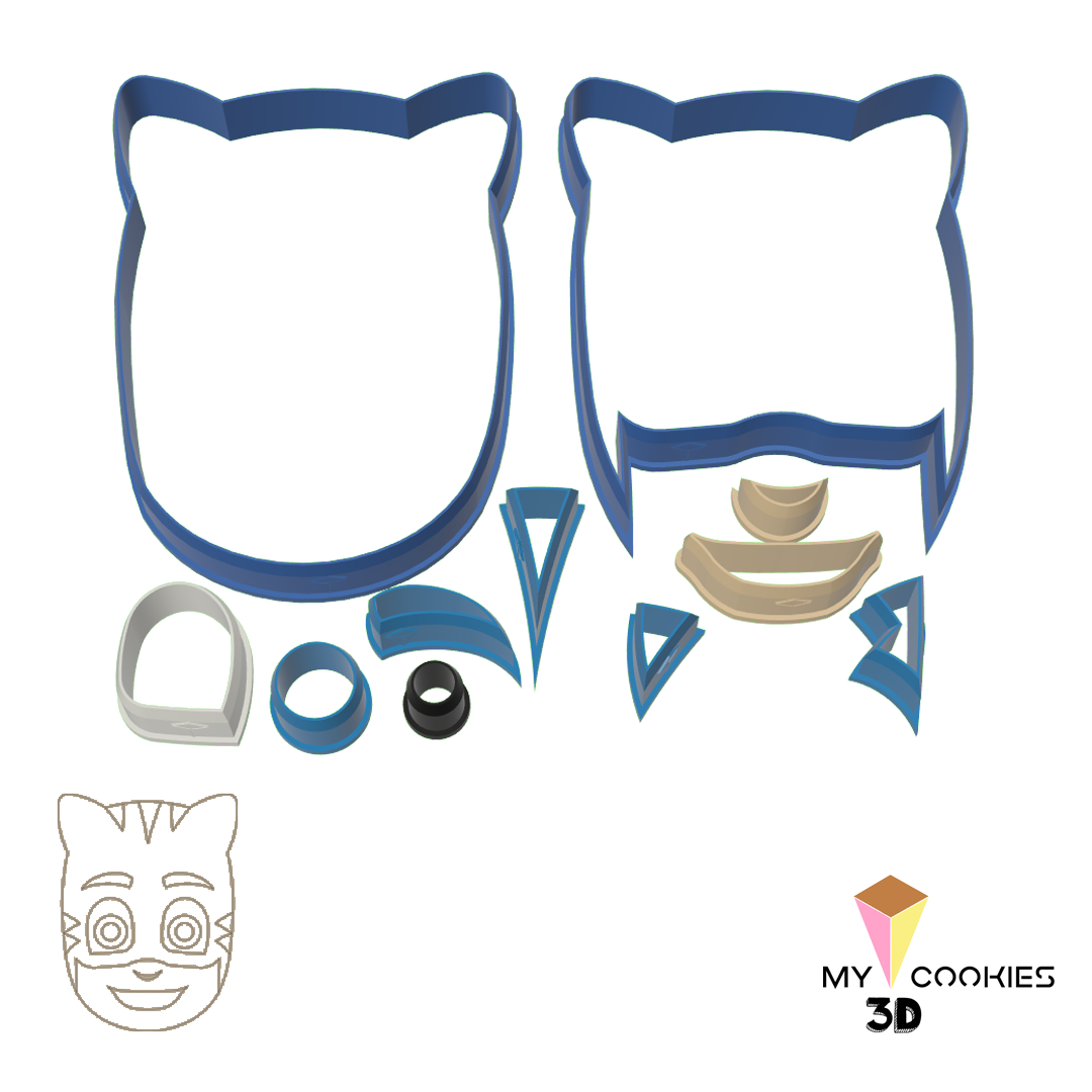 STLDatei KEKSAUSSTECHER UND FONDANT (KATZENJUNGE). PJMASKE 👽・Modell