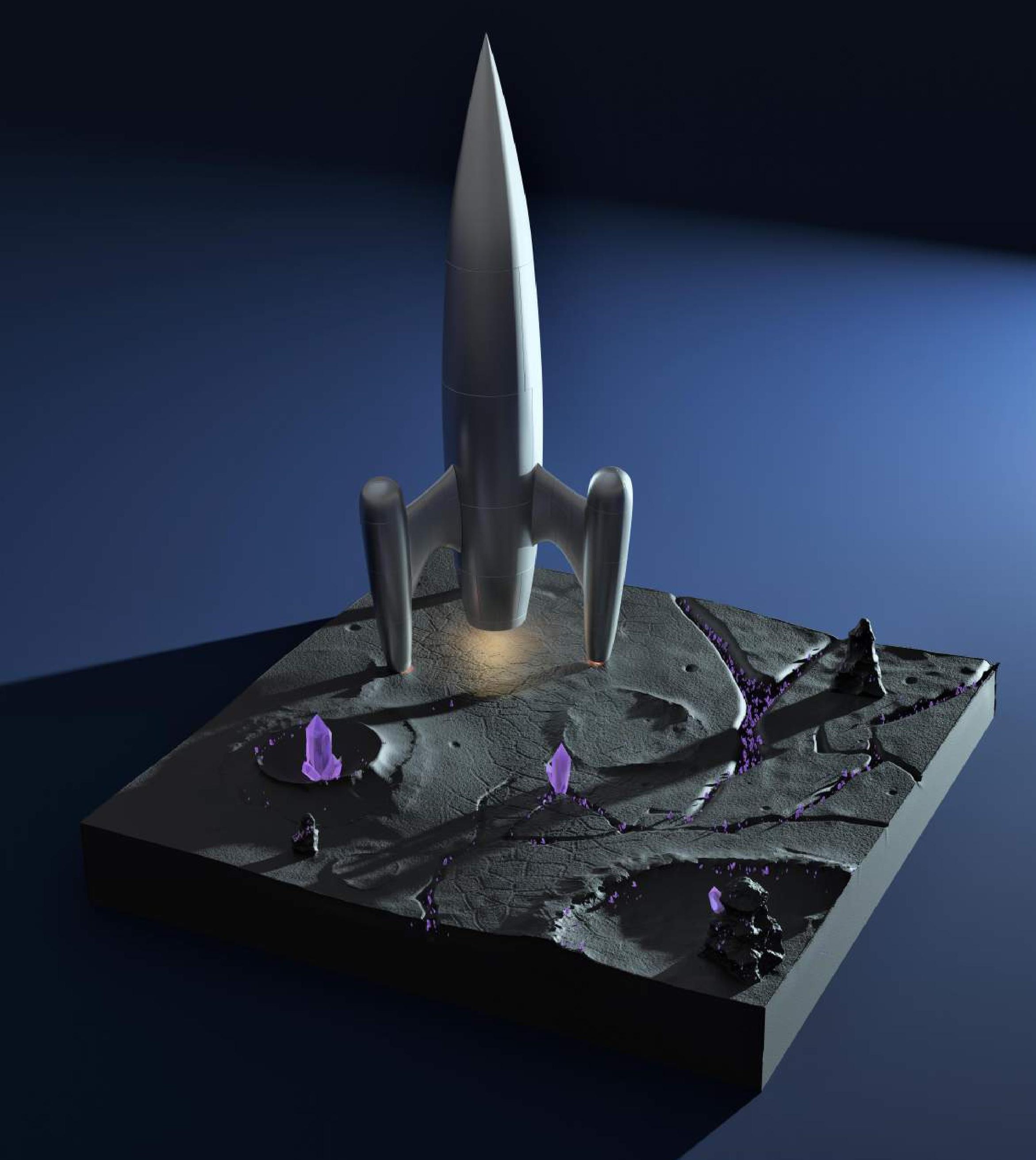 3D file Retro Rocketship Diorama・Design to download and 3D print・Cults