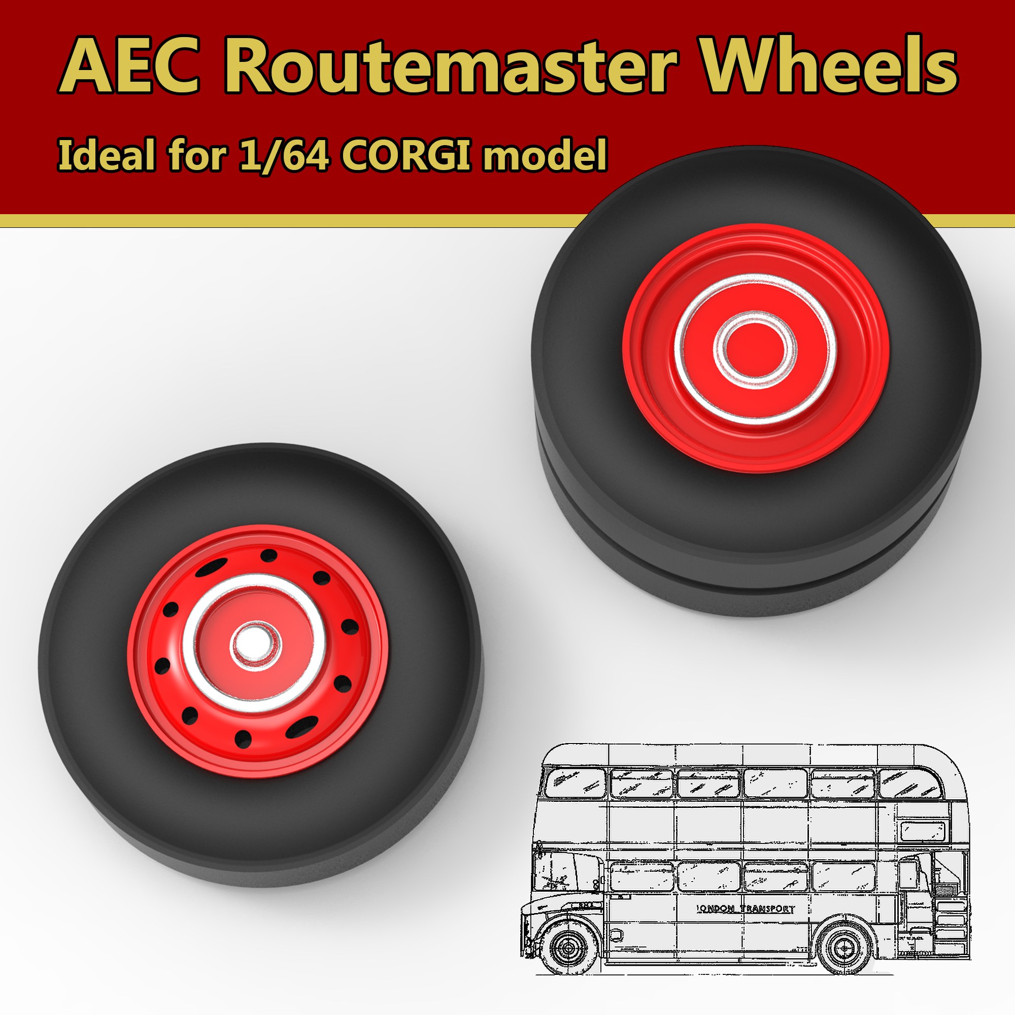 AEC Routemaster Wheels - 1/64 Corgi & others