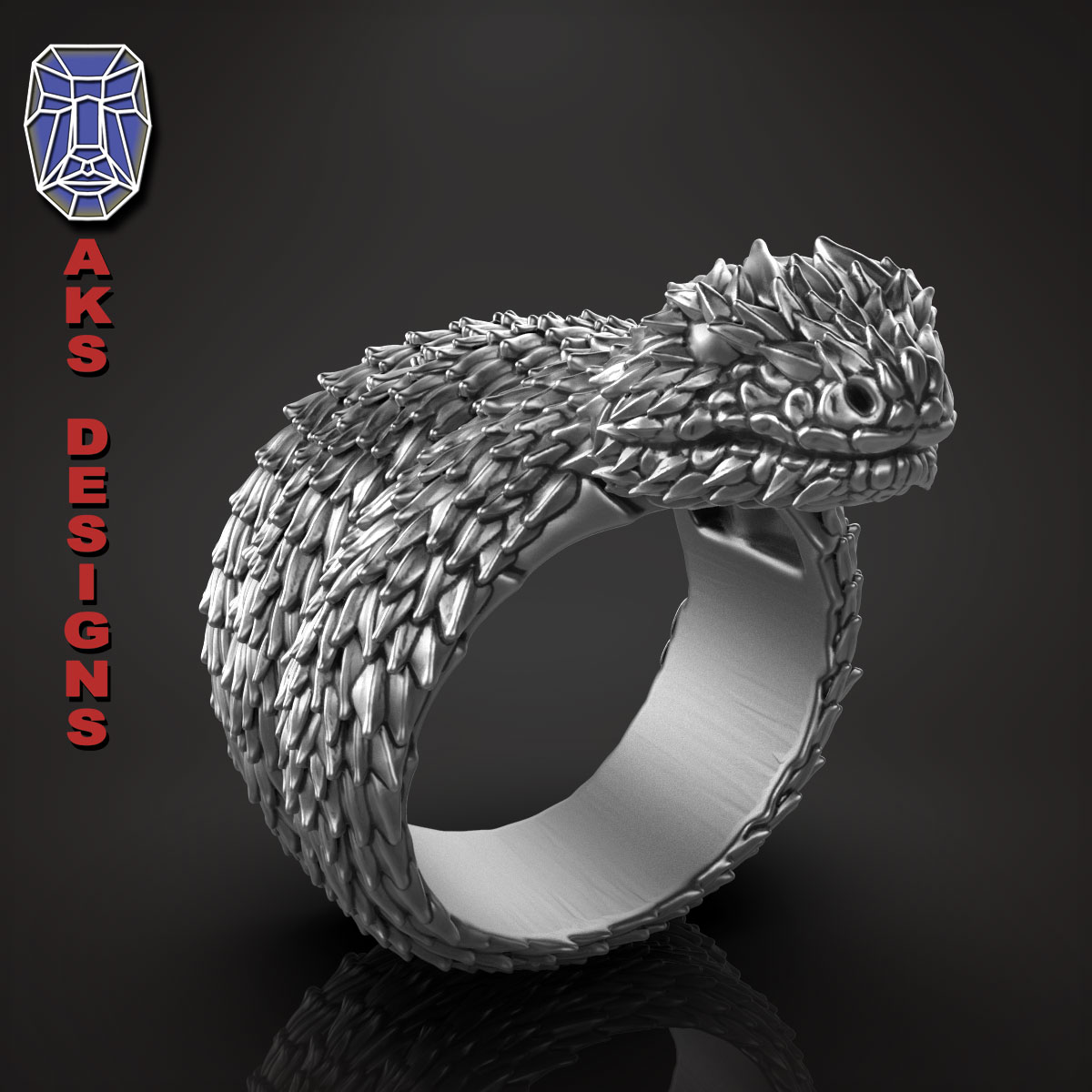 3d printable skull ring1 or python anaconda serpent... 3D file snake 1 ring Jewelry・3D printable model to download・Cults