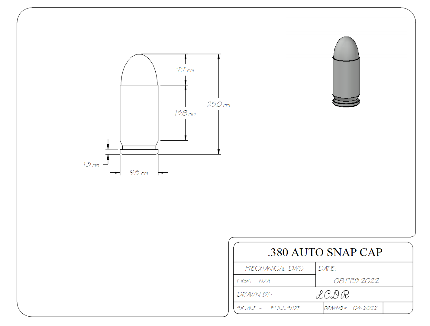 .380 Auto Snap Cap