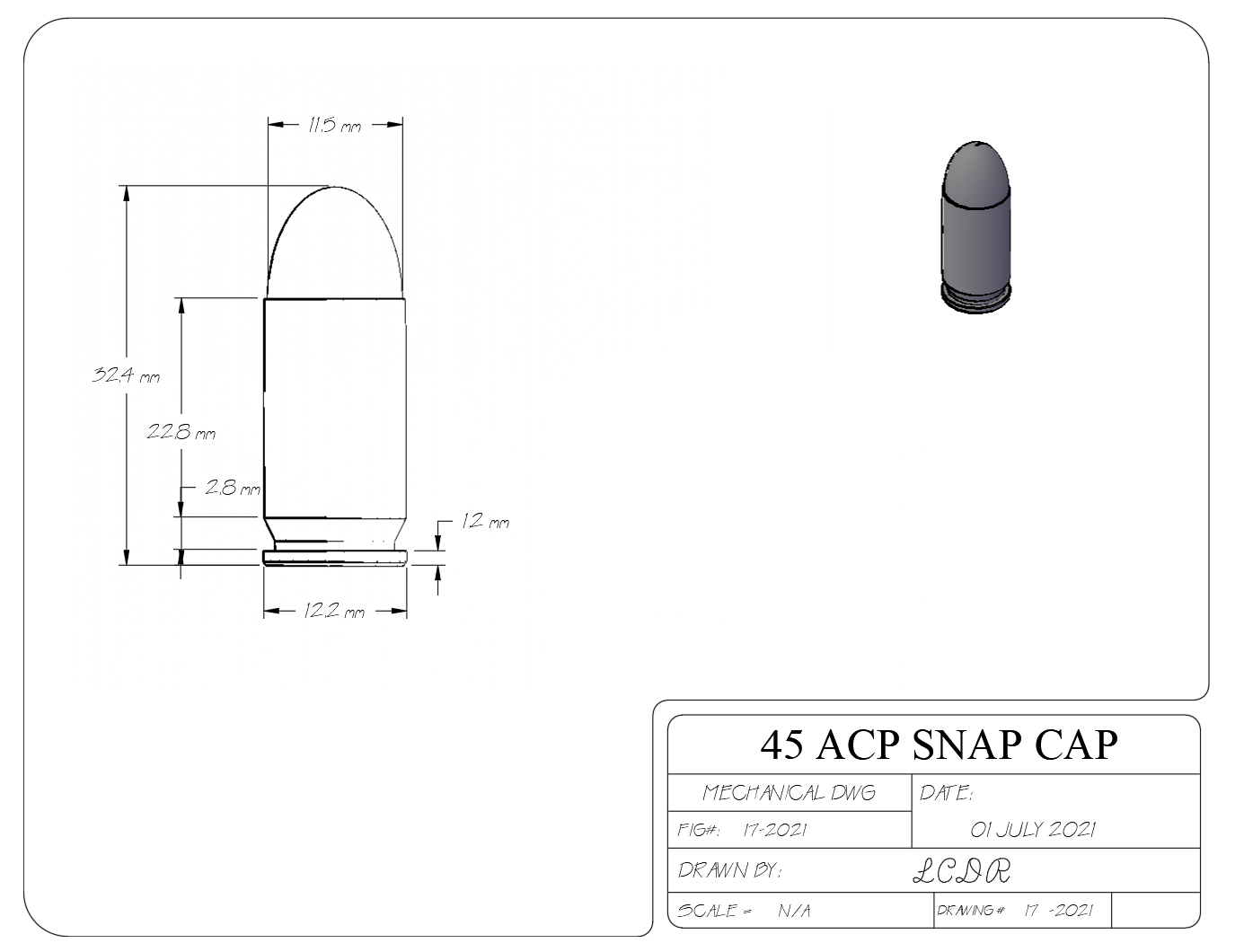 45 ACP Snap Cap