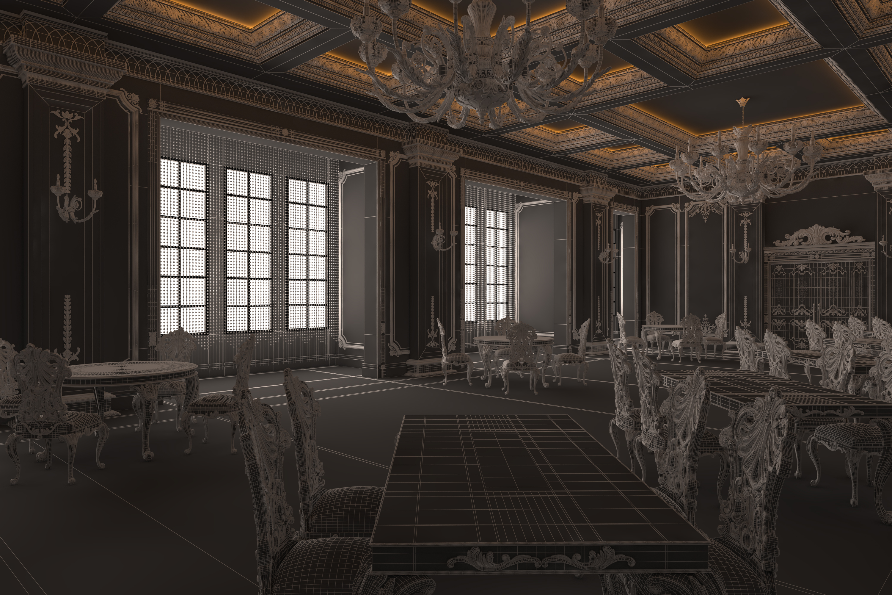 Archivo 3D Restaurante clásico İnterior Design Green 🏛️・Idea de ...