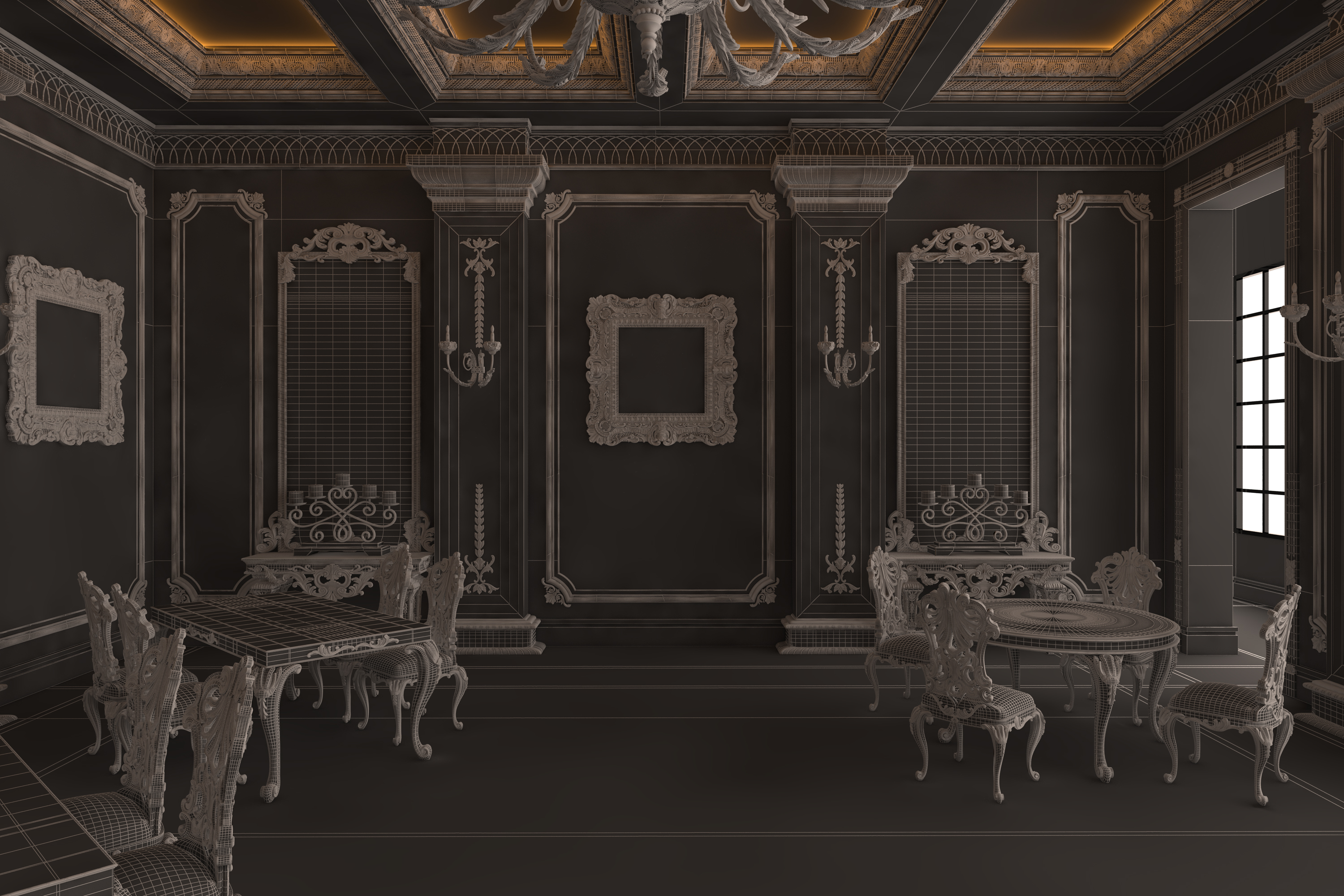 Archivo 3D Restaurante clásico İnterior Design Green 🏛️・Idea de ...