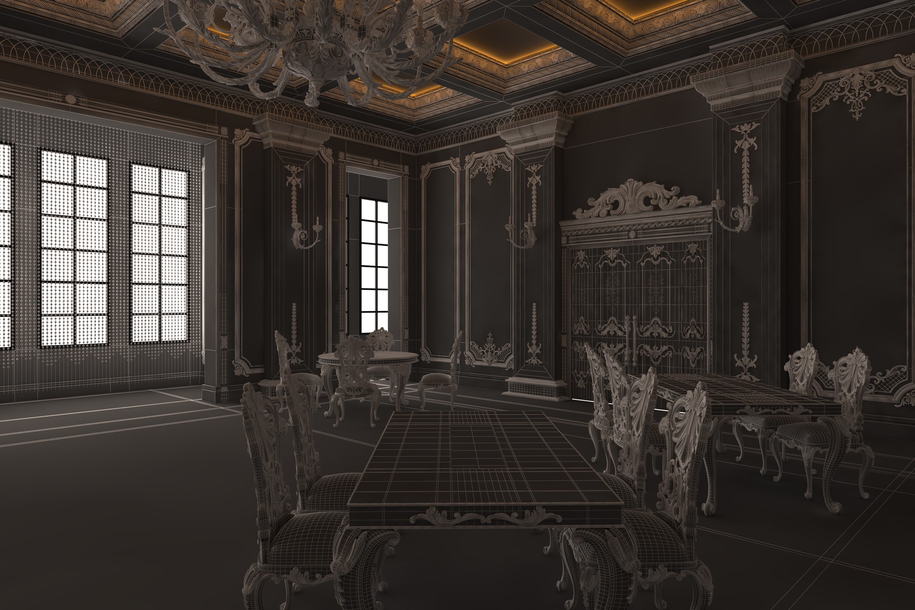 Archivo 3D Restaurante clásico İnterior Design Green 🏛️・Idea de ...