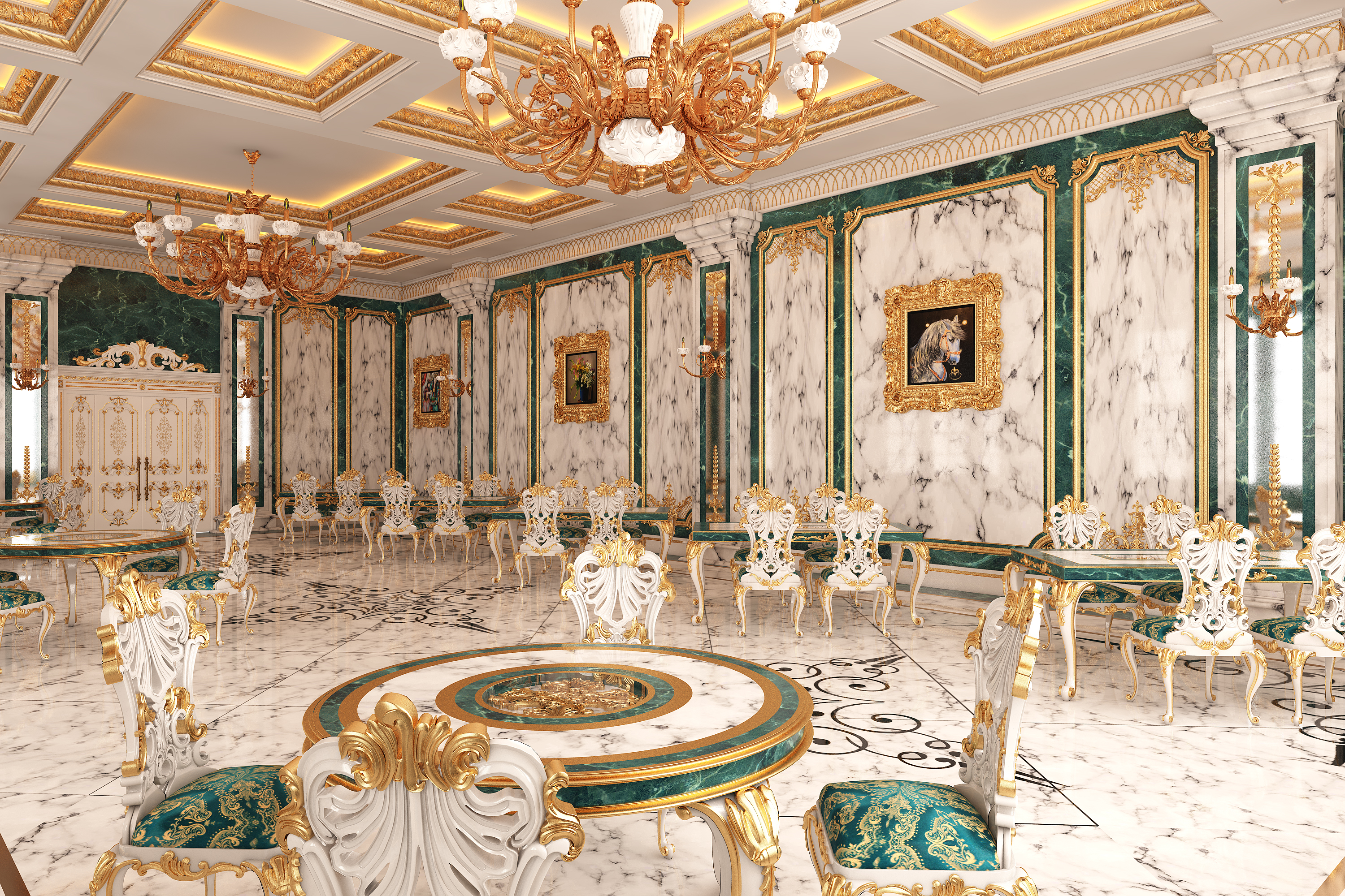 Archivo 3D Restaurante clásico İnterior Design Green 🏛️・Idea de ...