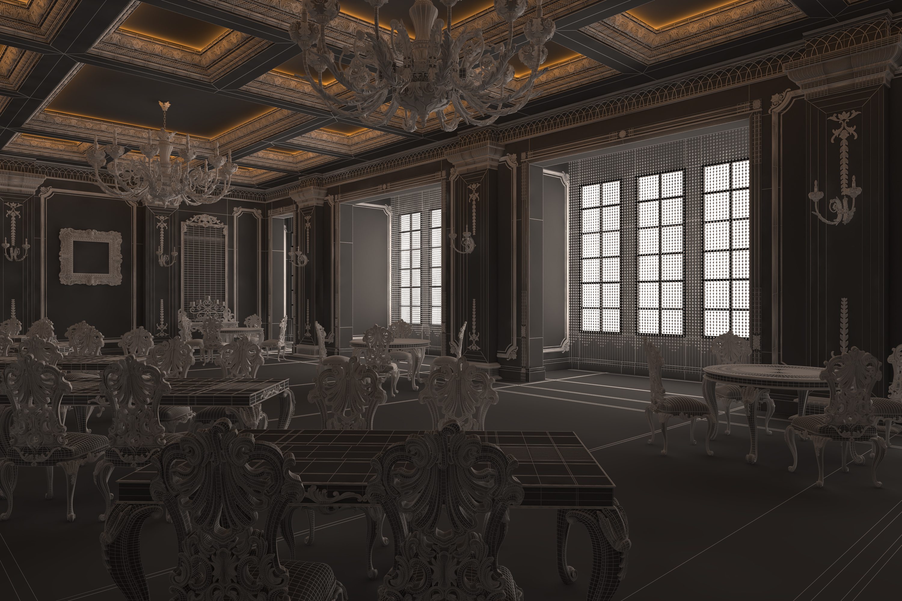 Archivo 3D Restaurante clásico İnterior Design Green 🏛️・Idea de ...