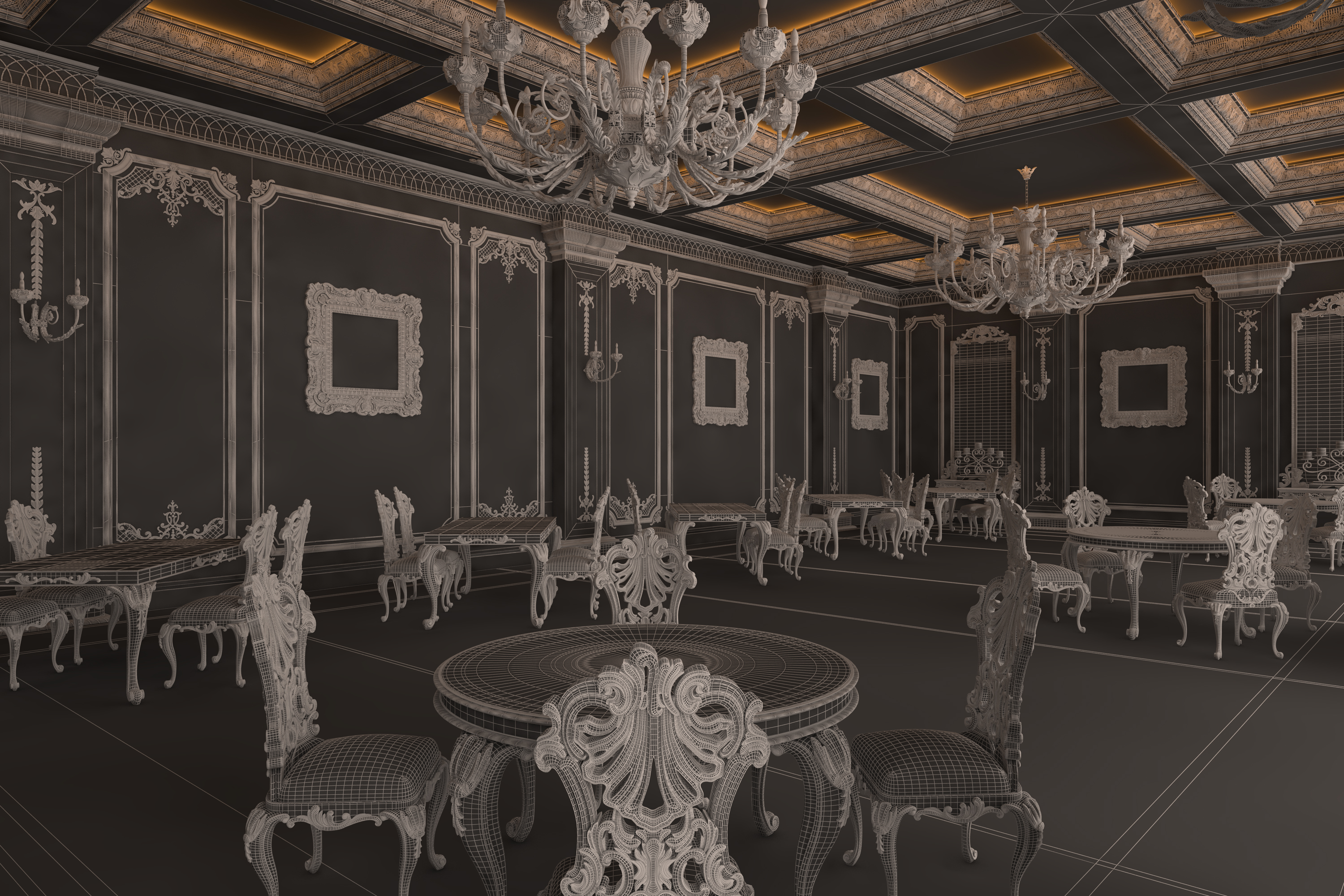 Archivo 3D Restaurante clásico İnterior Design Green 🏛️・Idea de ...