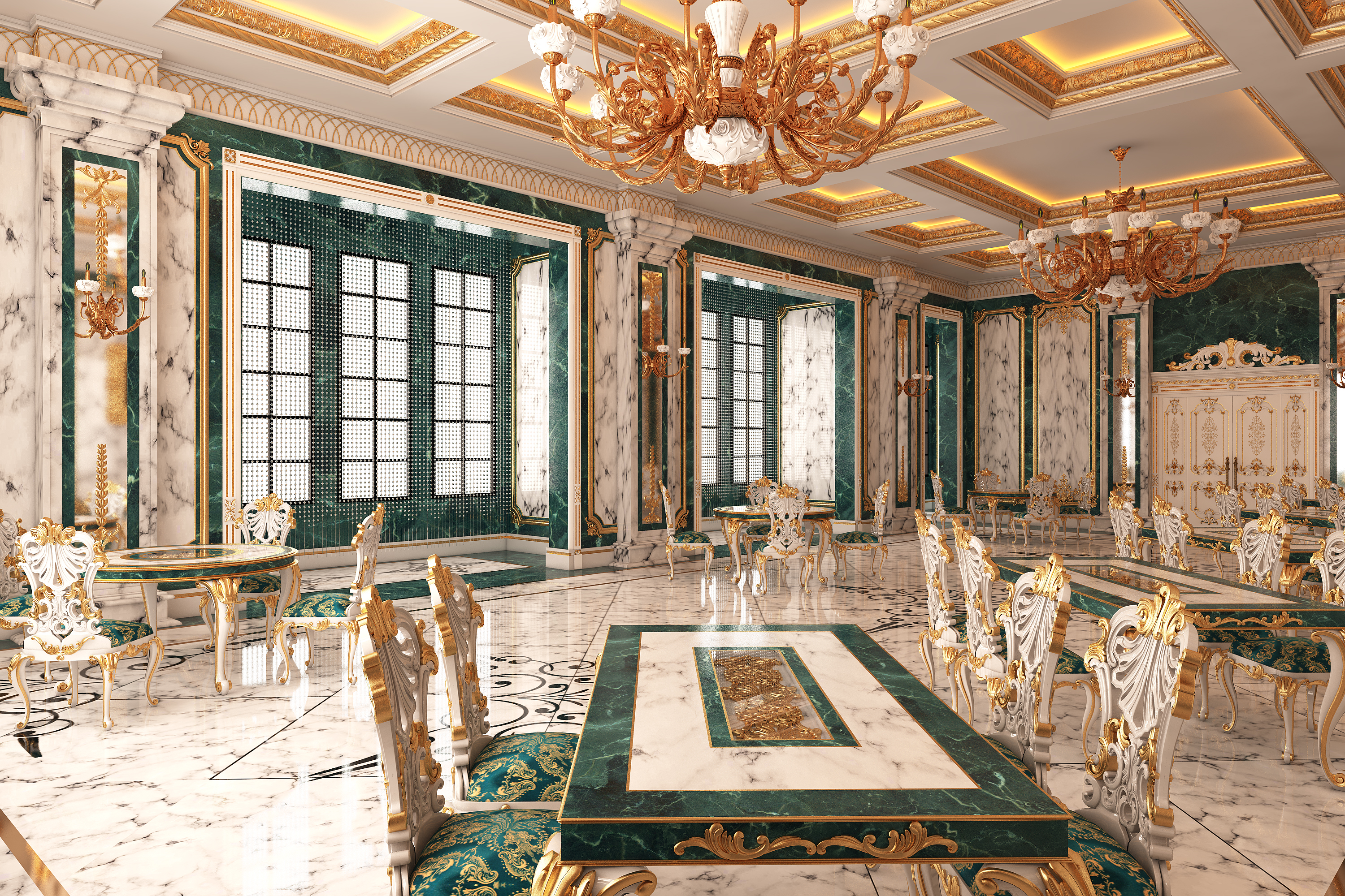 Archivo 3D Restaurante clásico İnterior Design Green 🏛️・Idea de ...
