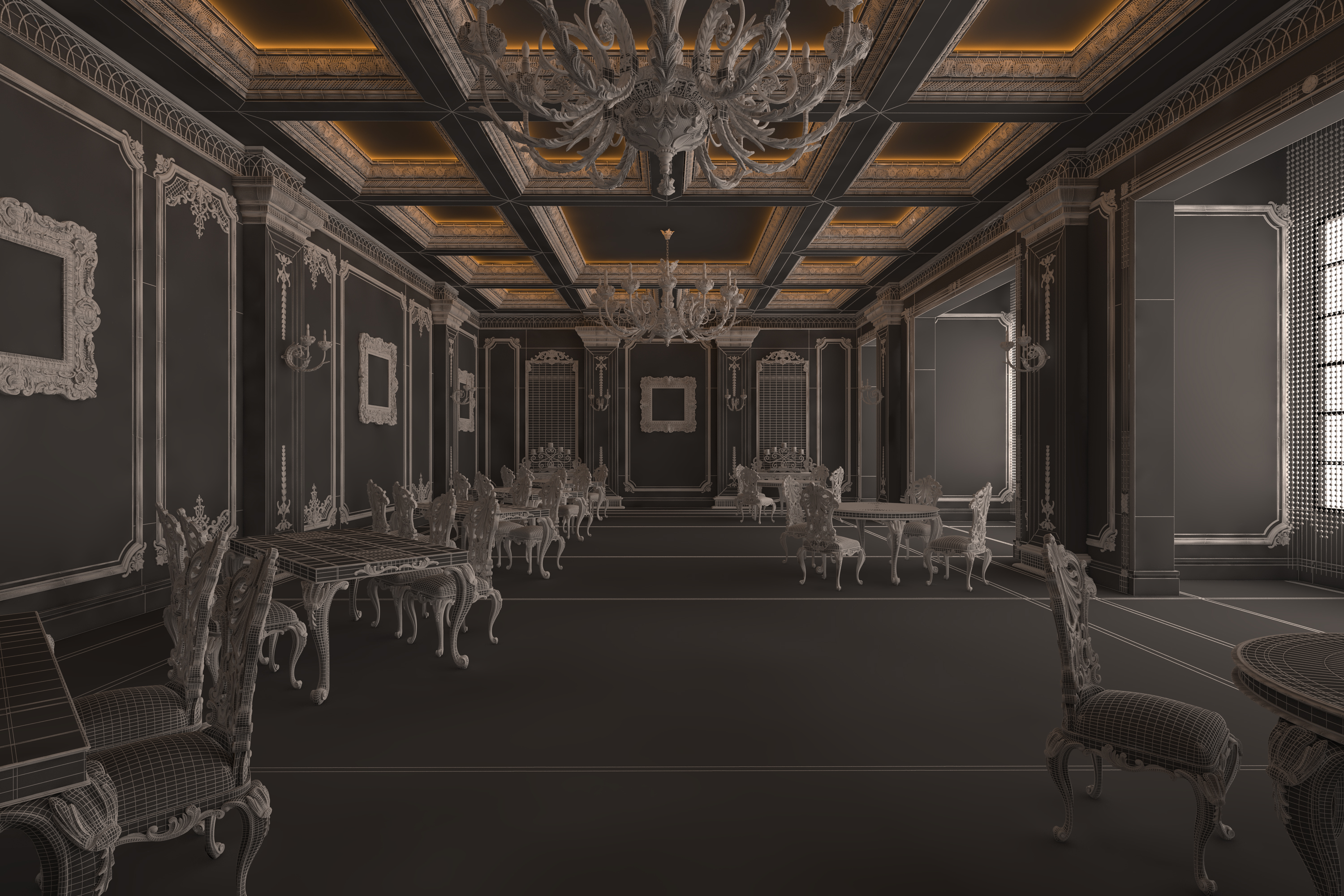 Archivo 3D Restaurante clásico İnterior Design Green 🏛️・Idea de ...