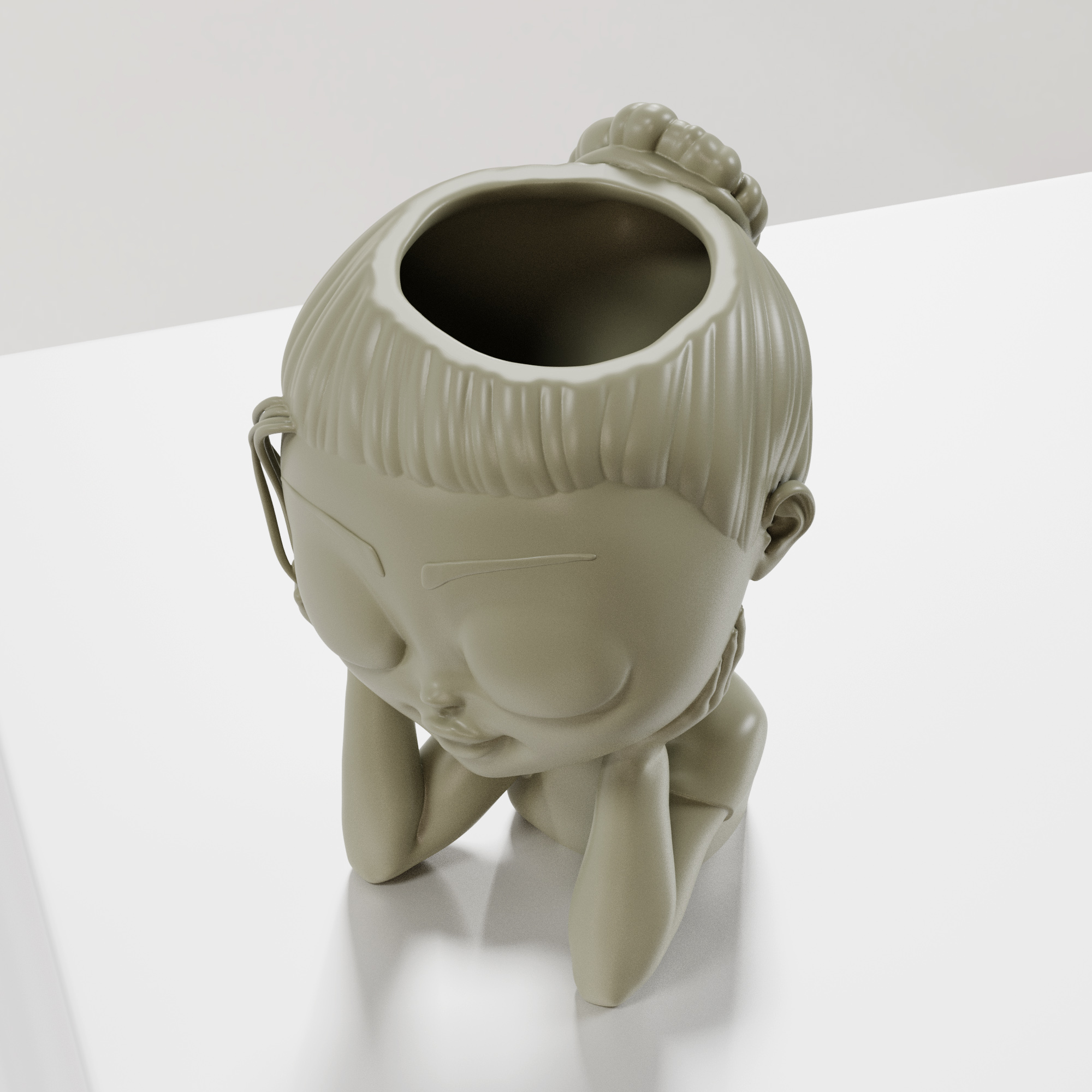 STL file 3D print file Cute Girls Face Flower Pot, Dream Girl Flower