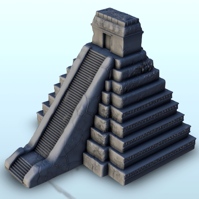 STL file Mesoamerican pyramid with sanctuary 8 - Maya Aztec Cuetzpal ...