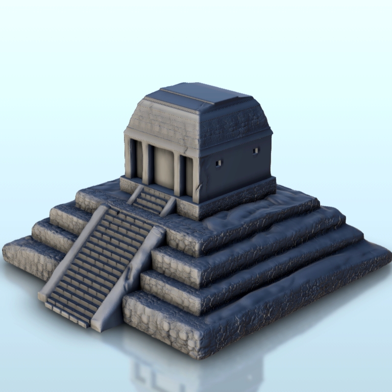 STL file Mesoamerican pyramid with sanctuary 16 - Maya Aztec Cuetzpal ...