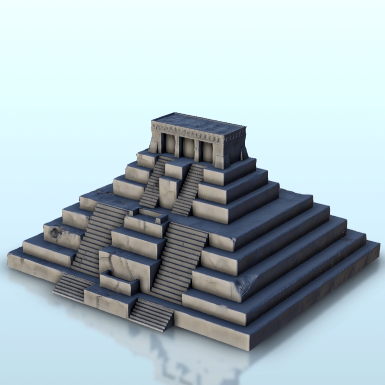 STL file Large mesoamerican pyramid with stairways 1 - Maya Aztec ...