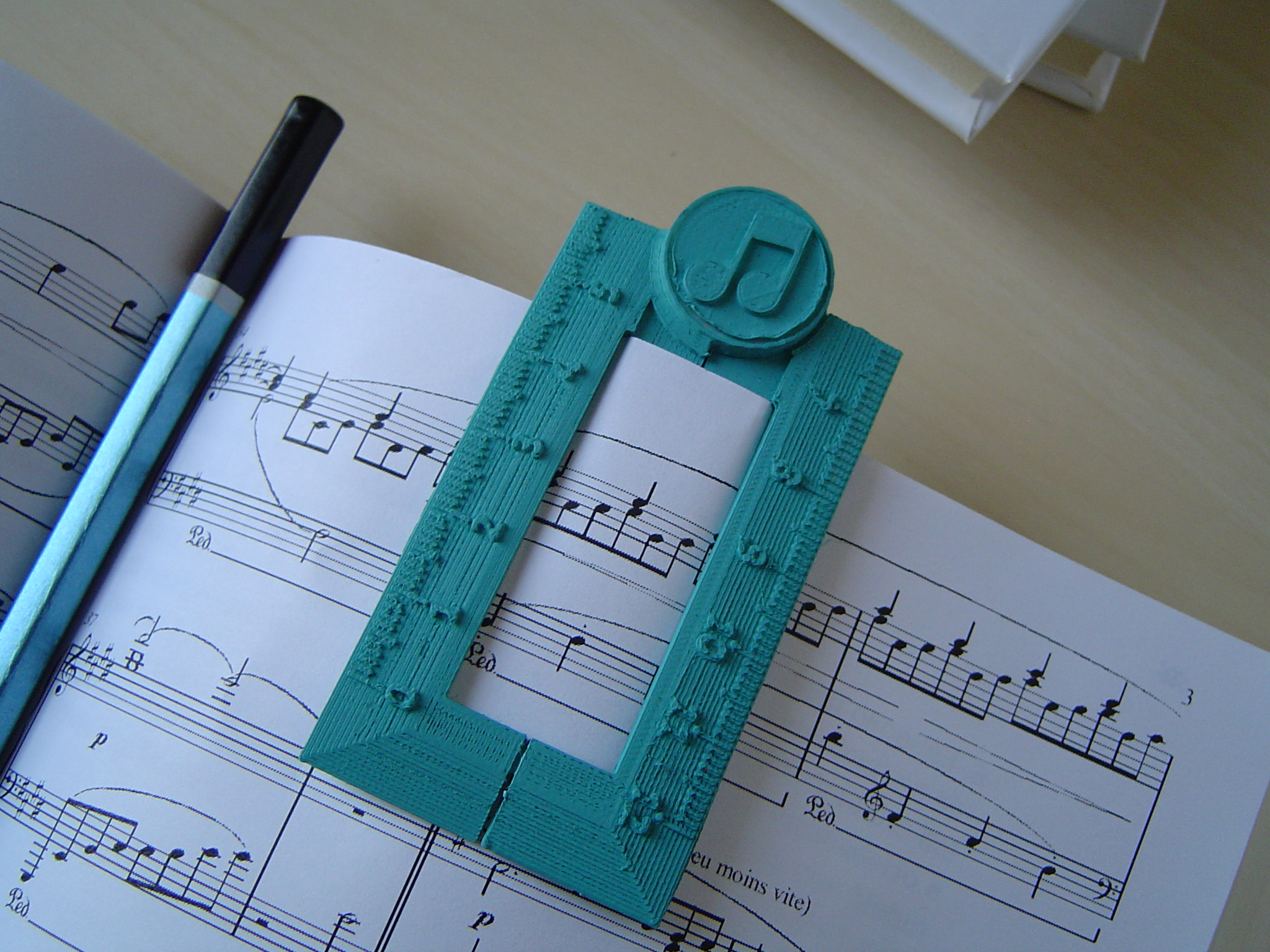 STL file Bookmark Ruler Print in Place with Music Notes Icon | Easy to ...