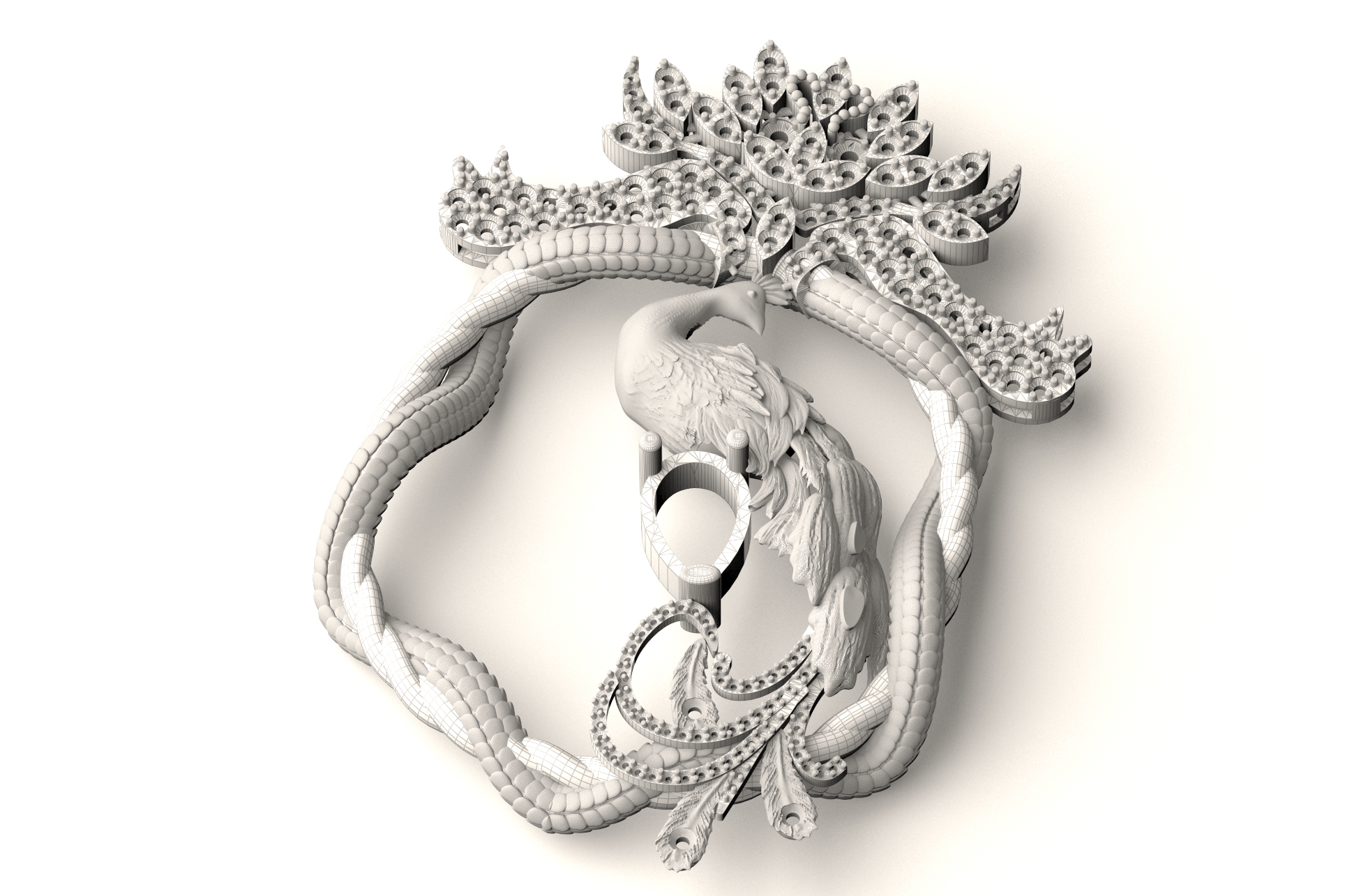 3D file Peacock Pendant P 027・3D printer design to download・Cults