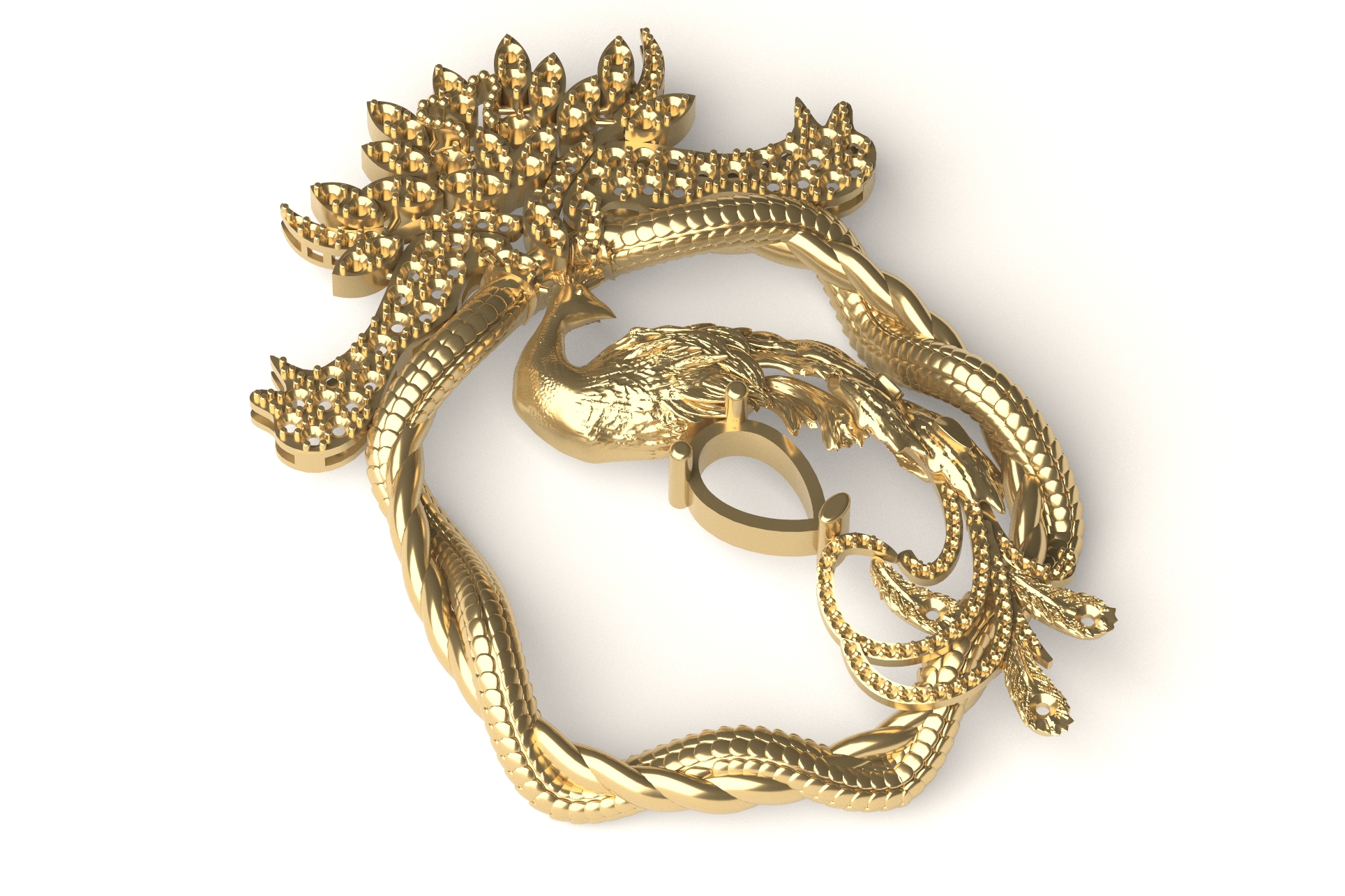 3D file Peacock Pendant P 027・3D printer design to download・Cults