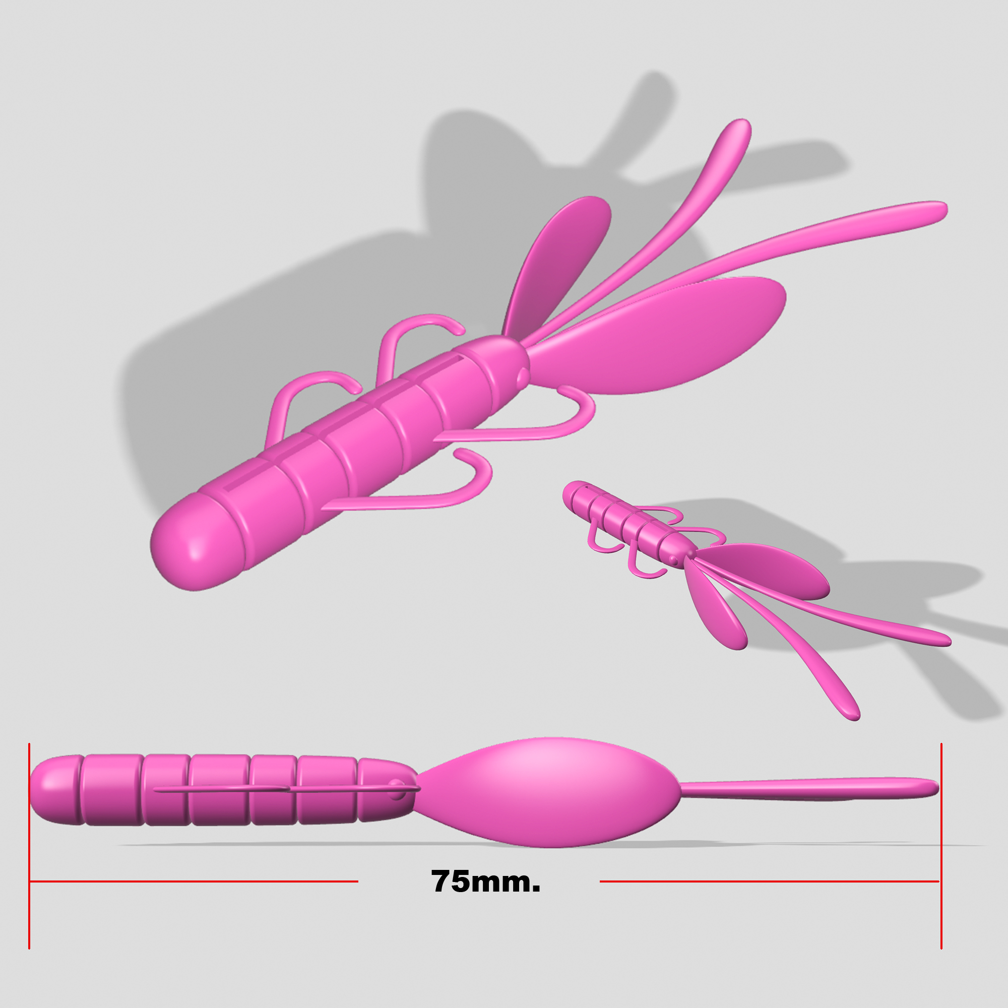 STL file Mold "Shimp bug 75mm." Fishing lure Softbait mold 3D STL for