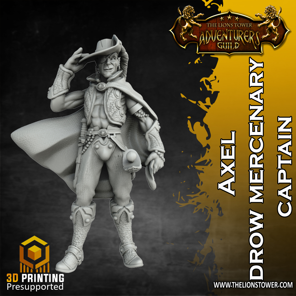 3D file Allies and Enemies - Axel, Drow Mercenary Captain (32mm scale ...