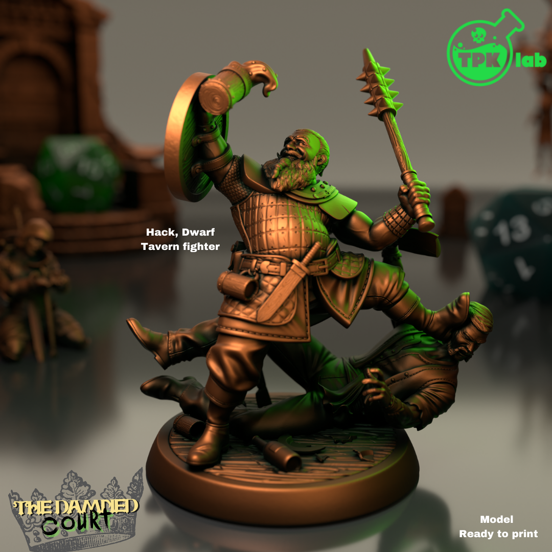 3D file Hack, Dwarf tavern fighter・3D print design to download・Cults