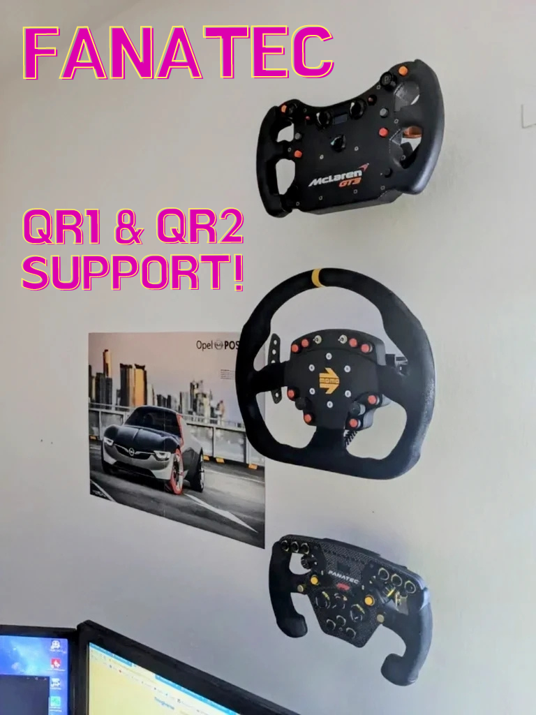 Free 3D file Fanatec Steering Wheel Wall Mount Quick Release QR1 & QR2 🛞・3D printable model