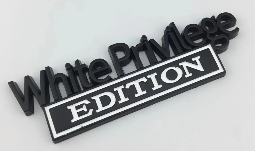 White Privilege Edition 3D Car Emblem - Black Red Aluminum Alloy Badge With Strong Adhesive