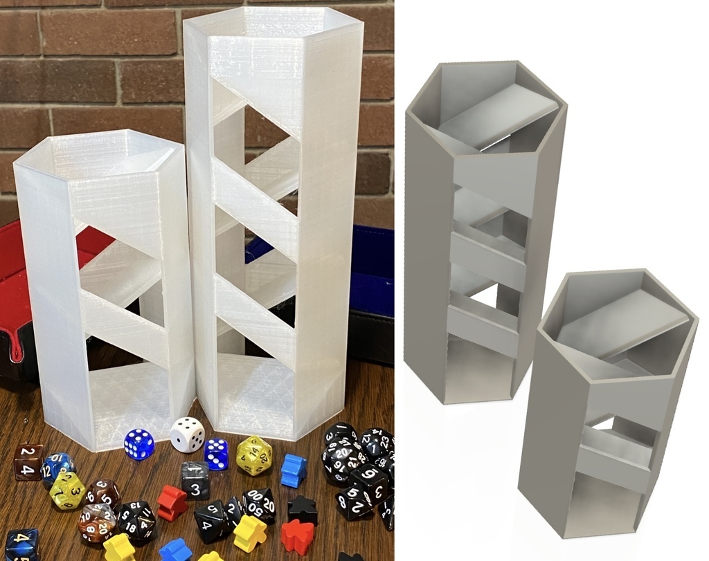 Free 3D file Hexagon Dice Tower Double spiral / helix dice roll