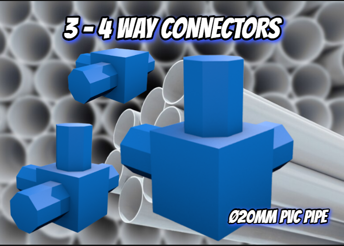 Free 3D file 3 &amp; 4 Way Flat Cube Elbow fittings / segments connectors ...