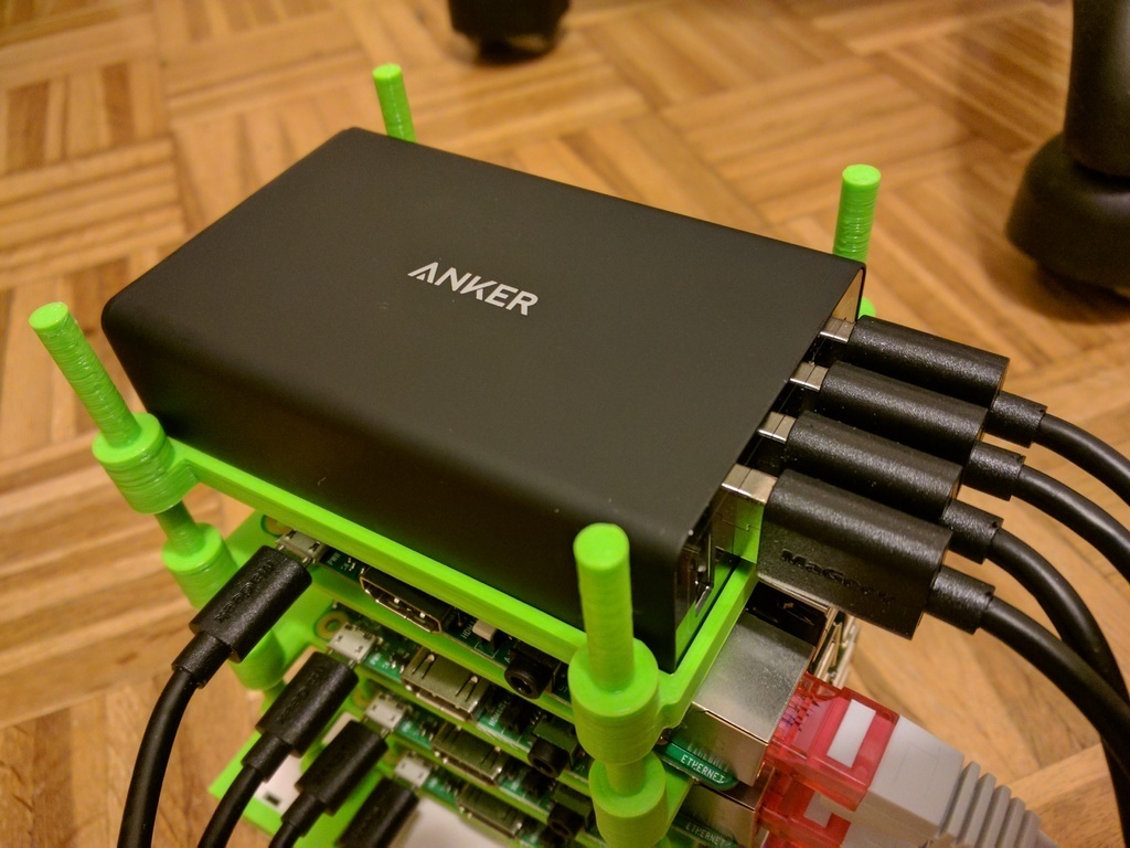 3d Printer Raspberry Pi Stack Free 3D file Raspberry PI stack mount for ANKER PowerPort 5 USB charger ...