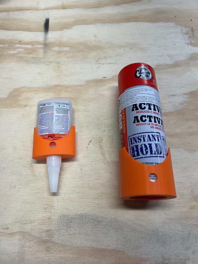 Free 3D file spray can holder and two different crazy glue holders that